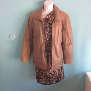Wilson's Leather Womens Size S  Tan Lined Zip Up Leather Jacket